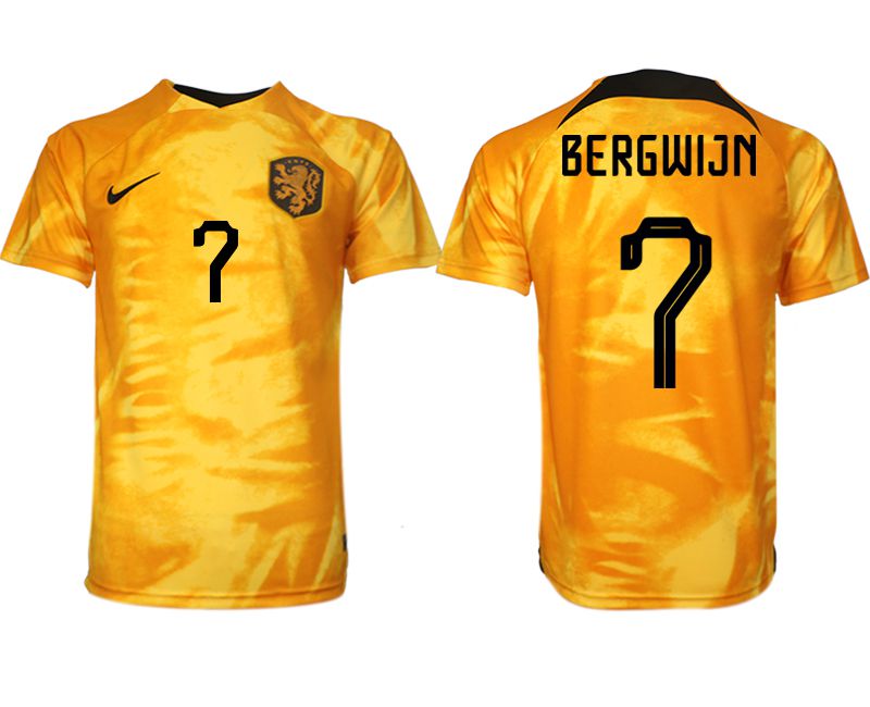 Cheap Men 2022 World Cup National Team Netherlands home aaa version yellow 7 Soccer Jersey